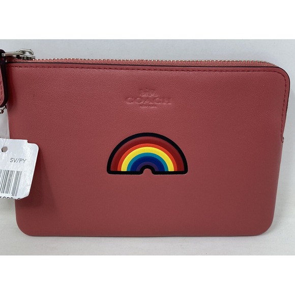 Coach Rainbow Peony Corner Zip Wristlet‎ Wallet 58365 Calf Leather NEW - Picture 1 of 9